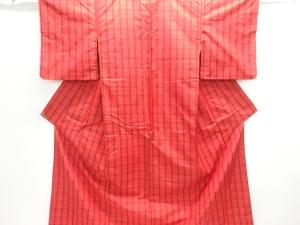 アンティーク　格子織出し米沢紬着物アンサンブル